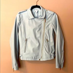 Pleather baby blue jacket.